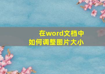 在word文档中如何调整图片大小