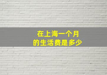 在上海一个月的生活费是多少