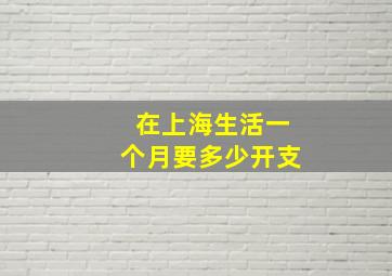 在上海生活一个月要多少开支