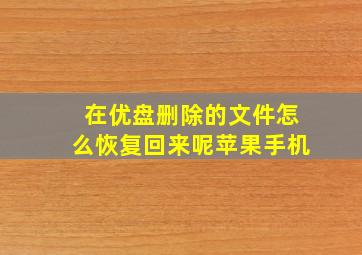 在优盘删除的文件怎么恢复回来呢苹果手机