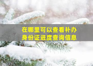 在哪里可以查看补办身份证进度查询信息