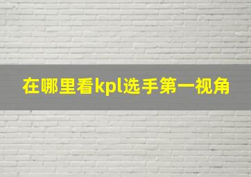 在哪里看kpl选手第一视角