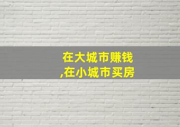 在大城市赚钱,在小城市买房