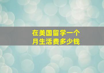 在美国留学一个月生活费多少钱