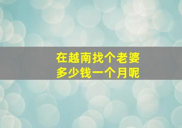 在越南找个老婆多少钱一个月呢