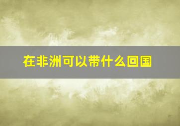 在非洲可以带什么回国