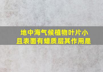 地中海气候植物叶片小且表面有蜡质层其作用是