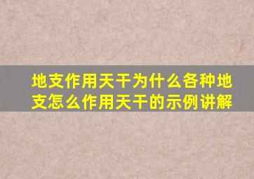 地支作用天干为什么各种地支怎么作用天干的示例讲解