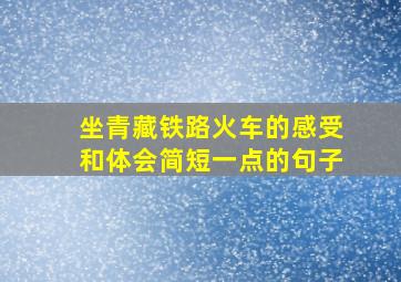 坐青藏铁路火车的感受和体会简短一点的句子