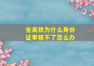 坐高铁为什么身份证审核不了怎么办