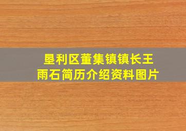 垦利区董集镇镇长王雨石简历介绍资料图片