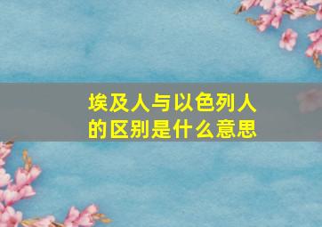 埃及人与以色列人的区别是什么意思