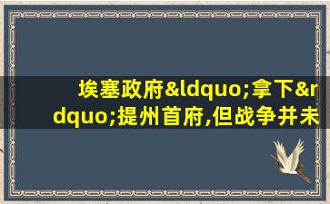 埃塞政府“拿下”提州首府,但战争并未结束