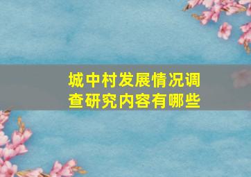 城中村发展情况调查研究内容有哪些