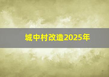 城中村改造2025年