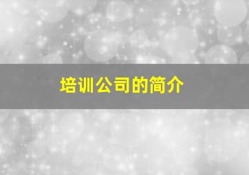 培训公司的简介