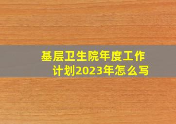 基层卫生院年度工作计划2023年怎么写