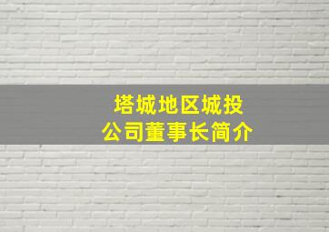 塔城地区城投公司董事长简介