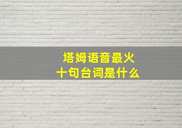 塔姆语音最火十句台词是什么