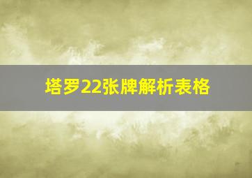 塔罗22张牌解析表格