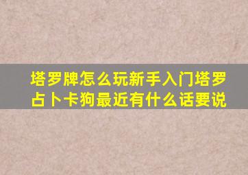 塔罗牌怎么玩新手入门塔罗占卜卡狗最近有什么话要说