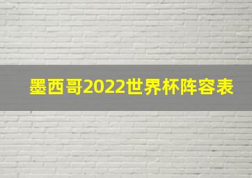 墨西哥2022世界杯阵容表