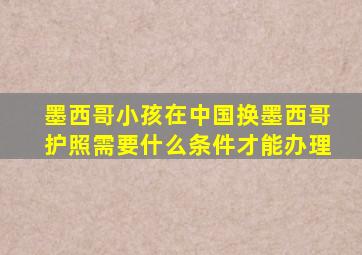 墨西哥小孩在中国换墨西哥护照需要什么条件才能办理