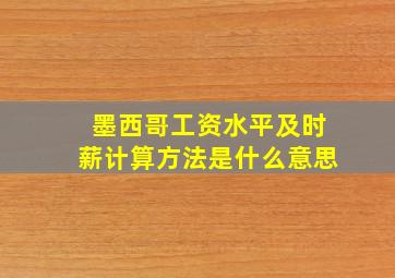 墨西哥工资水平及时薪计算方法是什么意思