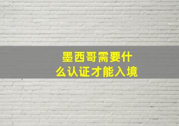 墨西哥需要什么认证才能入境