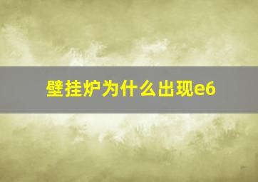 壁挂炉为什么出现e6