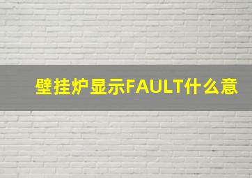 壁挂炉显示FAULT什么意