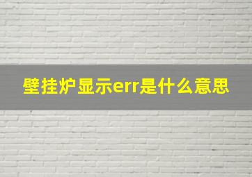 壁挂炉显示err是什么意思