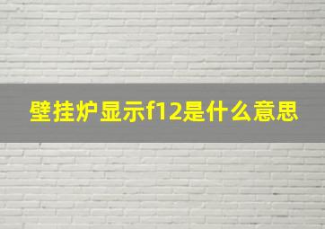 壁挂炉显示f12是什么意思