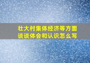 壮大村集体经济等方面谈谈体会和认识怎么写