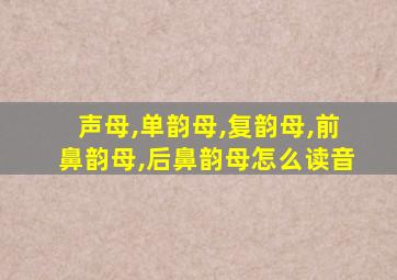 声母,单韵母,复韵母,前鼻韵母,后鼻韵母怎么读音