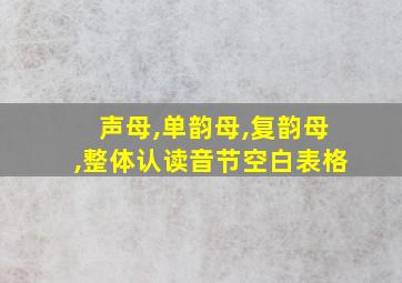 声母,单韵母,复韵母,整体认读音节空白表格