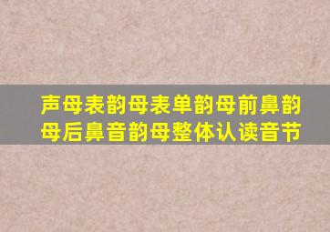 声母表韵母表单韵母前鼻韵母后鼻音韵母整体认读音节