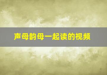 声母韵母一起读的视频