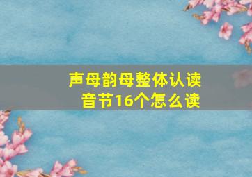 声母韵母整体认读音节16个怎么读