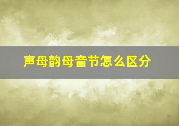 声母韵母音节怎么区分