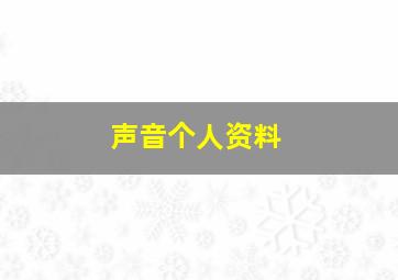 声音个人资料