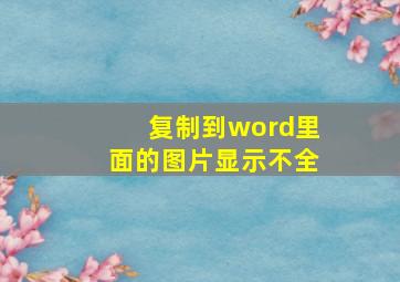 复制到word里面的图片显示不全