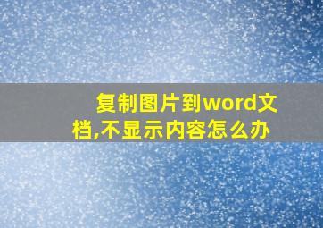 复制图片到word文档,不显示内容怎么办