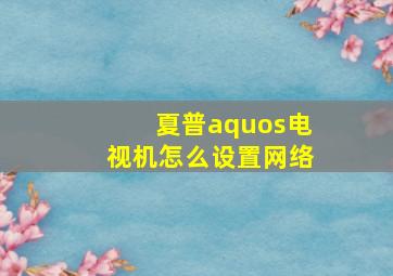 夏普aquos电视机怎么设置网络