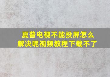 夏普电视不能投屏怎么解决呢视频教程下载不了