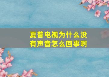 夏普电视为什么没有声音怎么回事啊