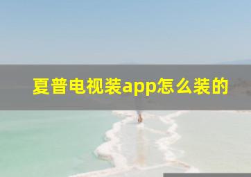 夏普电视装app怎么装的