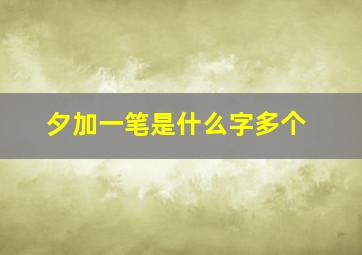 夕加一笔是什么字多个