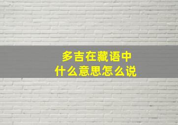 多吉在藏语中什么意思怎么说