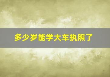 多少岁能学大车执照了